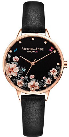 VICTORIA HYDE Uhr Damen Rosegold Analog Quarz Armbanduhr Damenuhr Blumen Uhrendamen Elegant mit Lederarmband