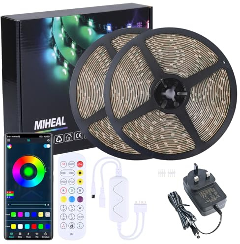 Ubanner Led Strip Lights Kit 20M 5050 SMD RGB Flexible LED Tape Lights with DC CE Power Supply RF Remote Controller for Under Cabinet Lighting Bedroom, Living Room