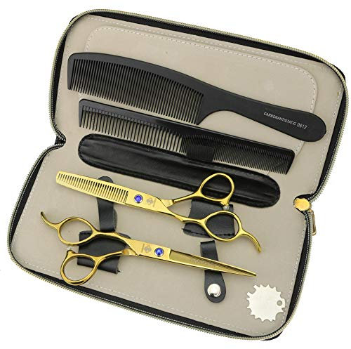 Jichesenyu Japanische 440c Stahlschere für Linkshänder, 6 Zoll, goldfarben