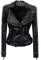 Valin Damen Schwarz Nieten Lederjacke Kunstleder Bikerjacke mit Reißverschluss,P608,M