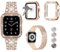 JOHIPI 3 Stück, kompatibel mit Apple Watch Armband 38 mm, 40 mm, 42 mm, 44 mm, mit Etui, Damen-Schmuck-Metallarmband mit Diamant-Hülle und Glas-Displayschutzhülle für iWatch Serie SE 6, 5, 4, 3, 2, 1