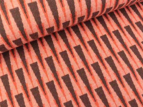 ALB Stoffe Hamburger Liebe 3 Farb-Jacquardjersey Sweet Home Neat & Sweet Nude-luce Rosso-braun Wooltouch