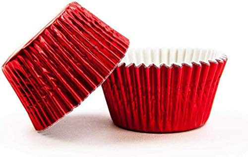 50 Mini Cupcake Cases Baking Muffin Cake Petits Fours RED FOIL