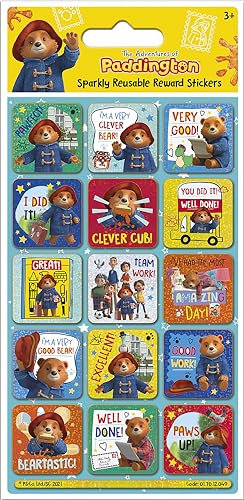 Paper Projects 01.70.12.049 Adventures of Paddington Glitzernde Belohnungsaufkleber, offizielles Lizenzprodukt, wiederverwendbar auf nicht-porösen Oberflächen, 19,5 cm x 9,5 cm
