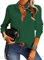 NONSAR Damen Bluse Elegant V-Ausschnitt Hemden Langarm Casual Arbeit Oberteile mit Knöpfen Hemd Lose Langarmshirt Einfarbig Tops (9337L, Dunkelgrün)