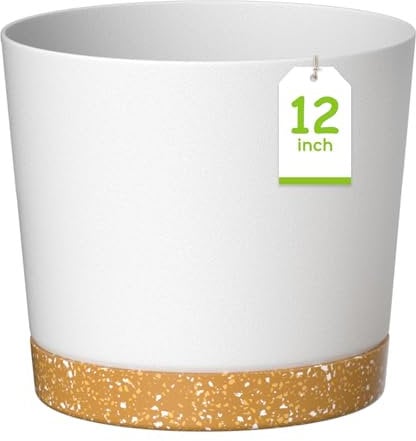 ZMTECH 30 cm Vaso Per Piante Con Foro Di Drenaggio, Vaso Di Plastica Per Piante Da Appartamento All'Aperto, Erbe, Orchidee, Piante Da Giardino Di Menta (Set di 2, Bianco)