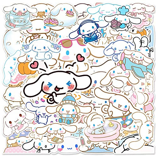 50 Stück Cinnamoroll Aufkleber für Wasserflaschen Handyhülle Laptop Skateboard Gitarre Sammelalbum Fahrrad Vinyl wasserdicht süße Cinnamoroll Hunde Aufkleber für Kinder Teenager Mädchen