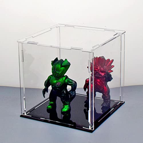 Meec Acryl-Vitrine, Montage-Box mit schwarzer Basis, staubdicht, für Actionfiguren, Sammlerstücke (20 x 20 x cm), 20x20x20