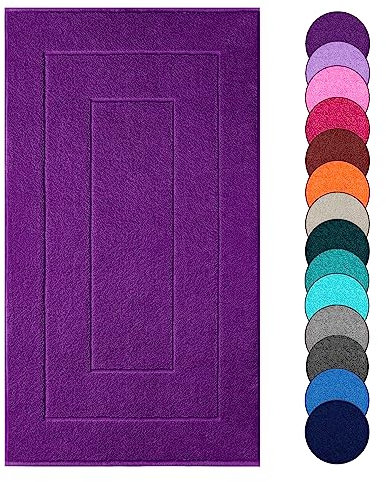 Lashuma Weiche Badematte aus Baumwolle 50x90 cm, London Lila - Aubergine Saugstarker Vorleger