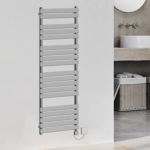 Warmehaus Thermostatic Electric Heated Towel Rail Radiator for Bathroom Chrome Flat Panel 1800x600mm