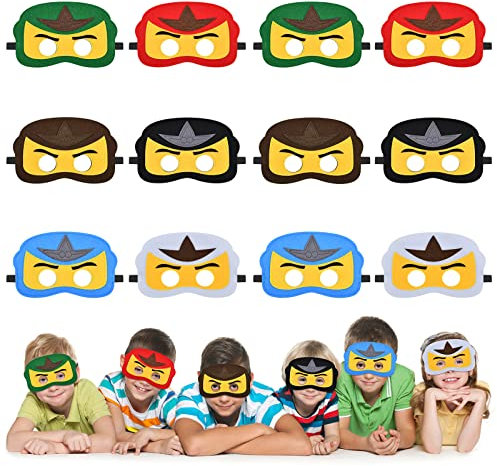 URAQT Filz Masken, 12 Stück Kindermasken Halloween Cosplay Masken Party Masken Weihnachten Geburtstag Geschenke Weihnachten Halloween Geburtstag Karneval