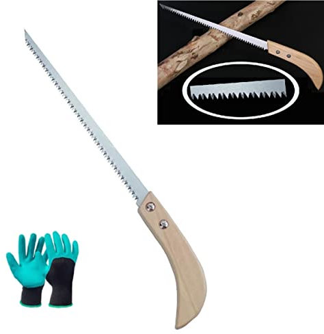 Portable Hand Saw,Rugged Outdoor Blade Hand Pruning Saw for Gardening and Cutting Wood,Pruning Saw Non-Slip Handle (Wood)