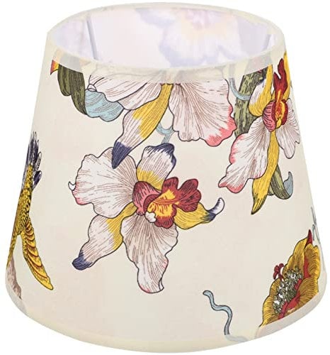 SOLUSTRE Lampenschirm Aus Farbigem Stoff Lampenschirm Blumenmuster Tischdekoration Lampenschirme in Form Eines Fasses Lampenmuschelschirm Rustikale Kronleuchter E27 Stehlampe Metall Kapuze