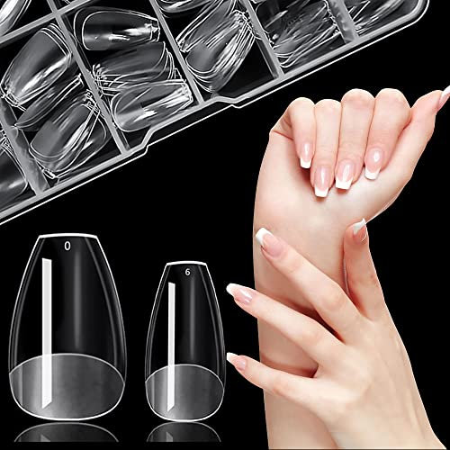 ZIFUTON Capsule Americaine Ongles Moyen Bailarine, 240 Pièces Faux Ongles en Gel x Pose Américaine Ongles Capsule Transparente Pour Salons de Manucure Et Diy Nail Art -12 Tailles Différentes-Pré-Polie