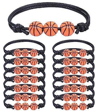 15 Pièces Basketball Bracelet Bracelets de Breloque Bracelet Tressé Réglable pour Enfants Adolescents Adultes Basketball Équipes Bracelets de Fête de Basketball pour Enfants Garçons Hommes