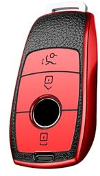 ontto Étui de Protection pour clé de Voiture - Convient pour Mercedes Benz A C E S G Classe GLC CLE CLA GLB GLS W177 W205 W213 W222 X167 AMG - en Silicone TPU - Rouge