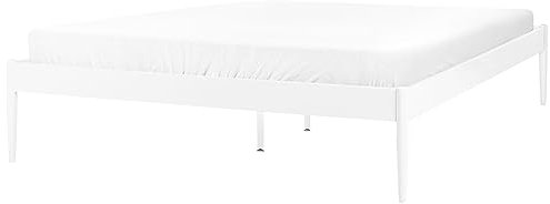 Metallbett mit Lattenrost 160 x 200 cm weiß modern Industrie-Design Vaurs