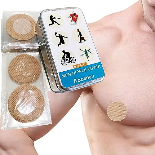 Keesoon Lot de 50 paires (100 pièces) de cache-tétons pour homme – Produits anti-frottement pour coureurs – Beige, beige, 50 Count (Pack of 1)