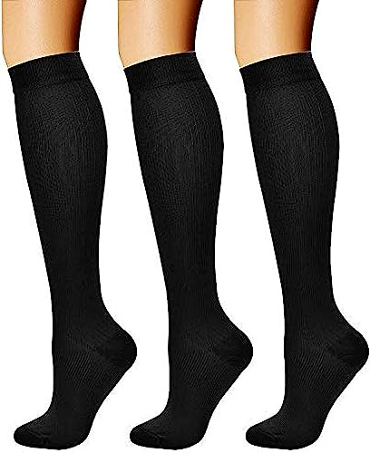 Kompressionsstrümpfe Damen und Herren 3 Paar, Kompressionssocken Stützstrümpfe Thrombosestrümpfe Compression Socks für Laufen, Sport, Flug, Reise, Radsport, medi, krankenschwester