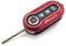 Nordecco - Custodia per chiave Fiat 500, 500C, 500L, Abarth, Grande Punto, Brava, Fiat Panda Stilo, Linea, 3 pulsanti, colore: rosso