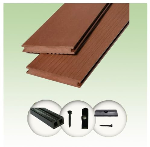 Woodstore24 Terrassendielen WPC Komplettset Massiv WoodoMadeira (20 x 140mm, Länge 3 m) in braun (31 m²)