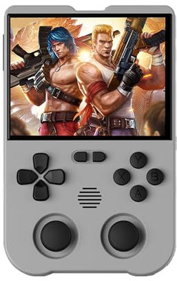 XU10 Retro Handheld Game Consoles, 3.5 inch IPS Screen, XU10 with a 64G Card Pre-Loaded 8000 Games, Support 20+ Kinds of Games Formats, with 3000 mAh Battery Life 6-8 Hours with Case Gray