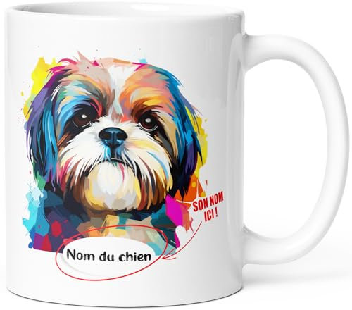 Luigi Collection Mug Chien Shih Tzu Tasse Message drôle Personnalisé Prénom. Idée Cadeau Original Ami Femme Homme Collègue Enfant Race Animaux Pour Anniversaire Noël St Valentin.