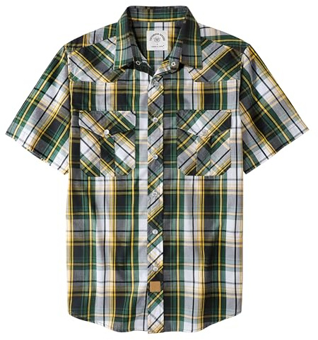 Dubinik® Chemise Homme Manches Courtes Chemise Carreaux Homme Western Cowboy Vintage Bouton Pression Casual Chemise Homme