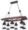 TIBU Hängelampe aus Holz Vintage Lampe Esstisch Wohnzimmer E27 höhenverstellbar 6 flammig Leiter