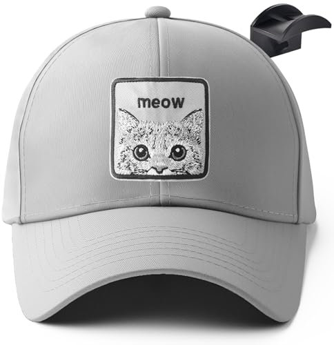 urban ace Baseball Cap Herren Damen 100% Baumwolle inkl. Wandhaken Snapback Verschluss verstellbar Outdoor Running Sport Freizeit Basecap Kappe Männer Frauen (Stone Meow)
