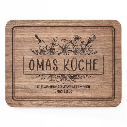 Juratar® Oma Geschenk, Edles Schneidebrett aus Walnussholz mit Saftrille, Walnussholzbrett als Geburtstagsgeschenk für Oma, antibakterielles Naturprodukt, Beste Oma Geschenke