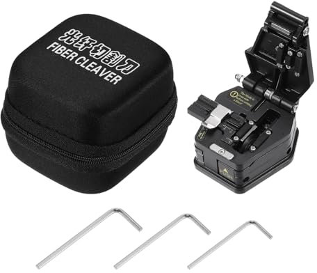 sourcing map SKL-6C Optical Fiber Cleaver, Fiber Optic Cleaver Cold Splicing Tool Cutting Machine 3 in 1 Function Tungsten Steel Sheet for Optical Fiber