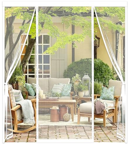 Zanzariera Magnetica per Porta, 230x270CM Tenda Calamita Zanzariere, Anti-zanzare Anti-insetti, Si Chiude da Sola, Tenda Anti Mosche per Balcone, Terrazzo Doppia Apertura Laterale (Bianco)