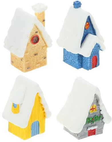 Garneck 4pcs Dollhouse Christmas Accessories Christmas House Figurine Christmas Resin Christmas Cake Topper