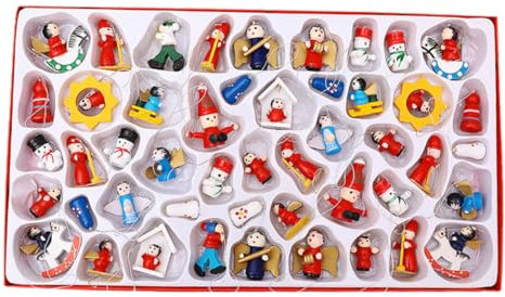 BCOATH 48st Christbaumschmuck Kleine Weihnachtsbaum Hängen Russische Puppenhaus Hängende Dekoration Weihnachtsschmuck Weihnachtsdekoration Zum Aufhängen Bauholz