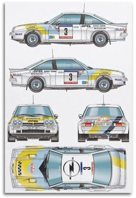 ZLQYHW Vintage-Sportwagen-Poster, Manta B 400, Gruppe B, Rallye-Auto, Bauplan, dekorative Leinwand, Familienschlafzimmer, Kunstwerk, Bild, Gemälde, 30 x 45 cm