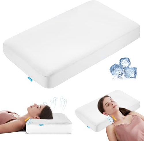 JIREST Almohada cervical para cuello y hombros, almohada de espuma viscoelástica para dormir, almohada ergonómica para la cabeza y el cuello, almohada de apoyo para dormir de lado, espalda, estómago,