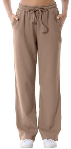 FEOYA Pantalon Type Jogging pour Femme Enceinte Pantalon Grossesse Large Pantalon Décontracté Maternité Marron XL