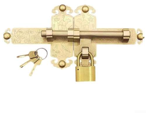 Chiavistello per porta, in ottone anticato, stile antico, serratura per porta in legno, per case rustiche e giardini (ottone)