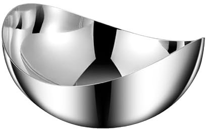 304 Stainless Steel Oval Serving Bowl Wave Serving Bowl,Fruit Bowl Vegetable Bowls Snacks Serving Tray Elegance Home Decor Table Centerpieces for Fruits, Salads ,Veggies,Candy,Nut,Silver (8, Oval)