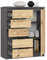 BDW - Kommode mit 5 Schubladen und 1 Tür - 80 cm breit, 97 cm hoch - Schrank, Sideboard, Mehrzweck-, Schuhschrank, Schubladenkommode, Aktenschrank - Wohn-, Schlafzimmer, Flur (Grau/Eiche-Artisan)