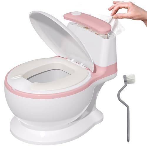 Töpfchen für Kinder, Toilette - Papiertücher-Design, Weicher Toilettensitz, Rutschsicher, Ergonomisches Toilettentrainer - Abhaltetöpfchen Baby, Potty Töpfchentraining für Mädchen Kleinkinder (Rosa)