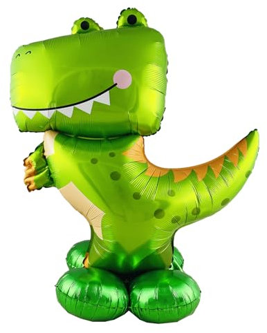 ParPix Stehend Folienballon Dino Luftballon XXL 127x92cm, Ballon Dino Deko Kindergeburtstag, Dinosaurier Luftballon Tiere Gross, Dino Dschungel Deko Grün, Dinosaurier Luftballons Geburtstagsdeko Party