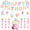 KASESSS 20 Stück Eiscreme Geburtstagsdeko Set, Happy Birthday Girlande, Girlande Geburtstag, Hängende Wirbel Geburtstag Deko, Eiscreme Cake Topper Set, Kinder, Erwachsene Verträumt Geburtstagsparty