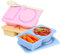 EOAMGO Snack Box with Compartments, 3 Pack Silicone Snack Pots 2 Compartments, Small Snackle Boxes, Food Storage Containers with Lids, Snacks Packs Reusable Food Containers for Travel, Office, Picnic
