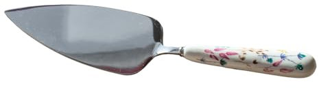 White Floral Meadow Ceramic Stainless Steel Cake Server Slicer Gift Box Vintage