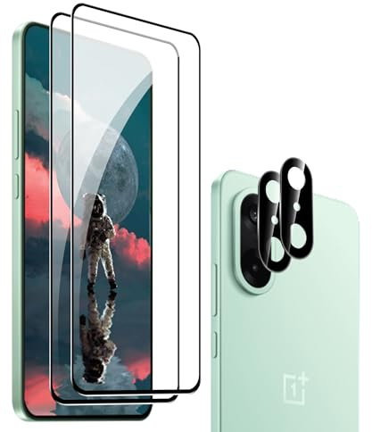 Heioloo 4 Pièces Verre Trempé pour OnePlus Nord CE5, [2+2 Pièces] Protection Écran et Caméra Arrière Protecteur, Dureté 9H, Sans Bulles, Ultra Transparent, Anti-Rayure