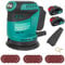 Akku Exzenterschleifer mit 2 Akkus, Ersatz für Makita 18V BL1830, 125mm Kabellose Elektroschleifer mit 12 pcs Schleifpapier,7500-15000RPM,für Holz Metall und Farbe