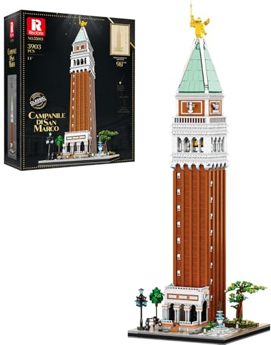 Reobrix City Landmark Building Set, 1:100 Italy Tower Campanile di San Marco Famous Historical Architecture Collection Display Model Kits 55013, Gift for Adults Child 14+ (3903 PCS)