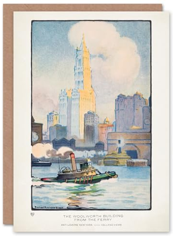 Artery8 Rachael R Elmer Art Card The Woolworth Building from the Ferry